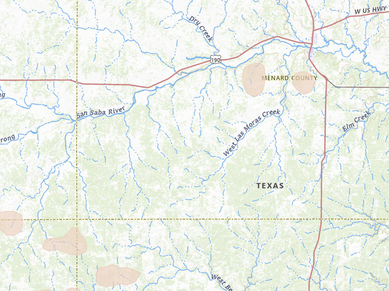 Radar-estimated hail-size map of the storm over Menard, TX on Jul 6, 2026