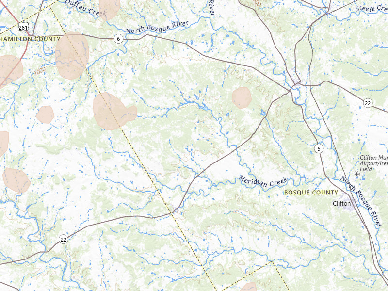 Radar-estimated hail-size map of the storm over Meridian, TX on May 22, 2026