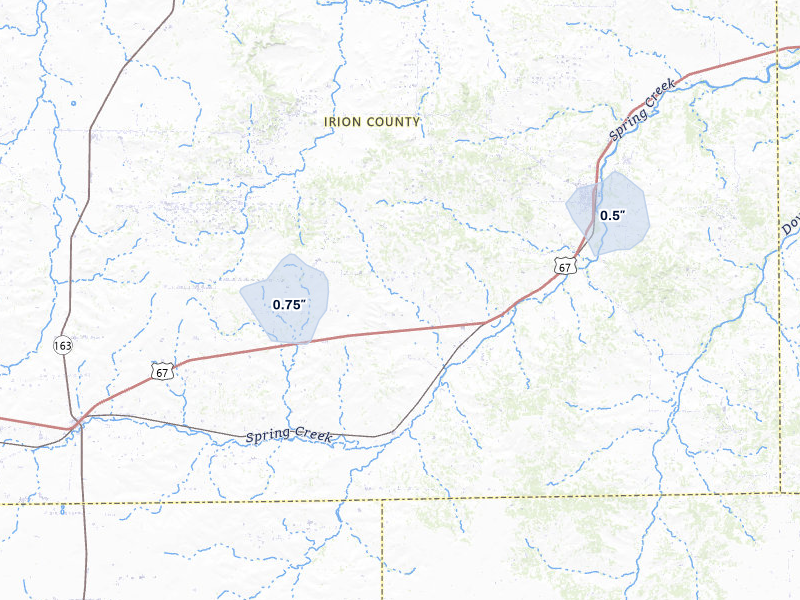NEXRAD radar-signature map of the hail over Mertzon, TX