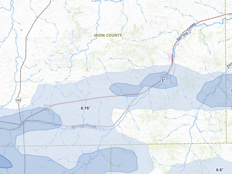 NEXRAD radar-signature map of the hail storm over Mertzon, TX on May 10, 2026