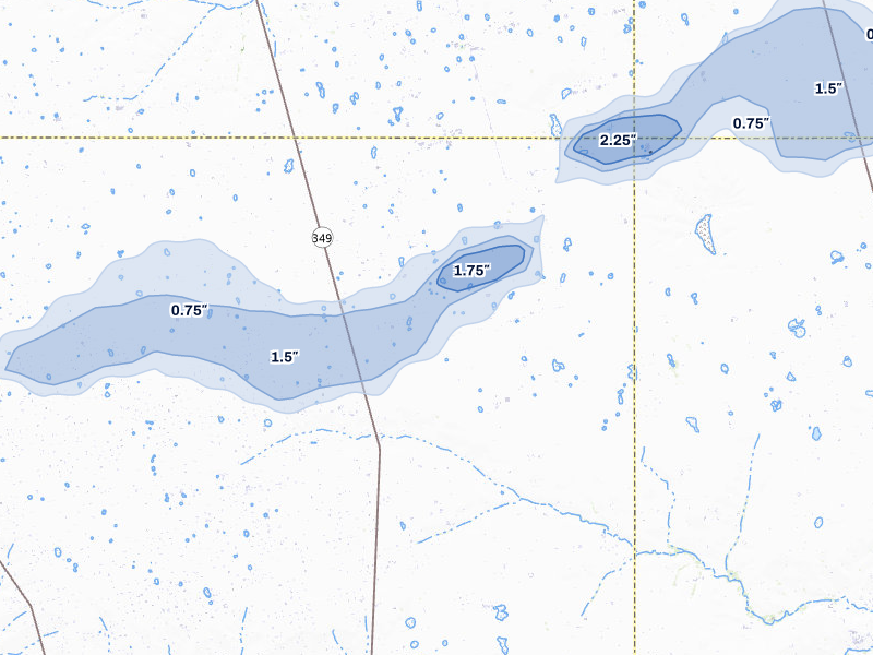 NEXRAD radar-signature map of the hail storm over Midkiff, TX on Mar 6, 2026