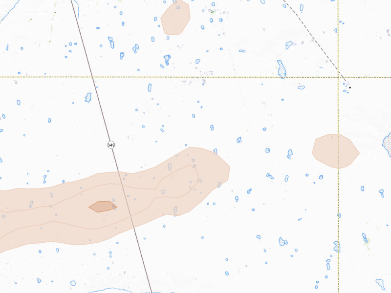 Radar-estimated hail-size map of the storm over Midkiff, TX