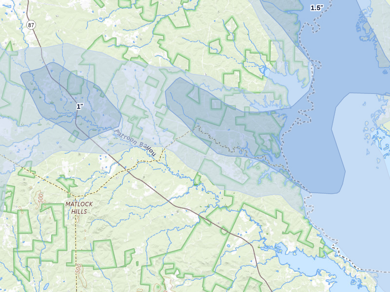 NEXRAD radar-signature map of the hail storm over Milam, TX on Apr 24, 2026
