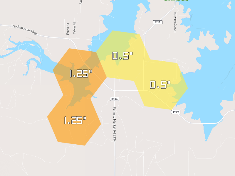 Hail map of Millersview, TX on Jun 6, 2026, hail up to 1.25"