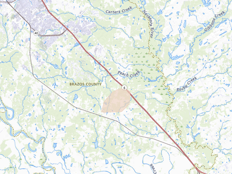 Radar-estimated hail-size map of the storm over Millican, TX on May 10, 2026