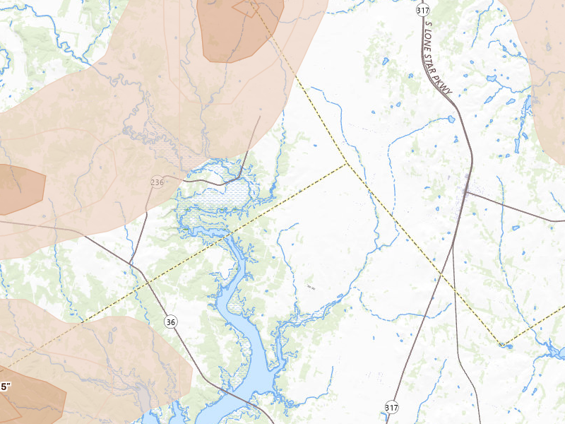 Radar-estimated hail-size map of the storm over Moody, TX on May 10, 2026
