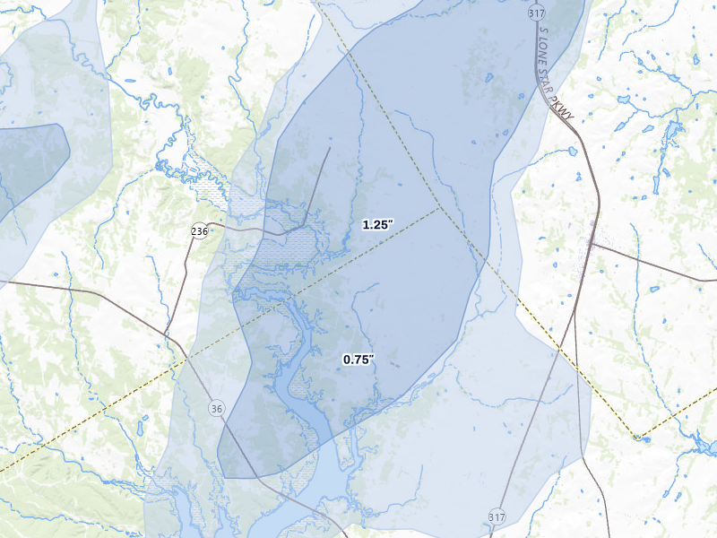 NEXRAD radar-signature map of the hail over Moody, TX