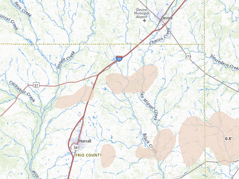 Radar-estimated hail-size map of the storm over Moore, TX on May 1, 2026