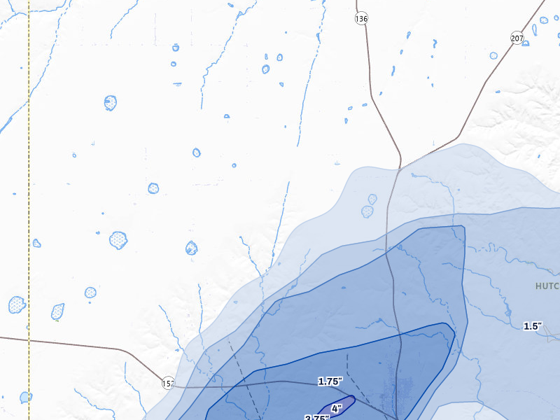 NEXRAD radar-signature map of the hail storm over Morse, TX on Jun 1, 2026