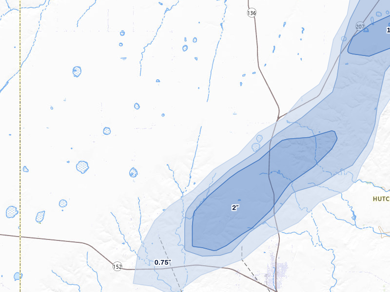 NEXRAD radar-signature map of the hail storm over Morse, TX on Jun 3, 2026