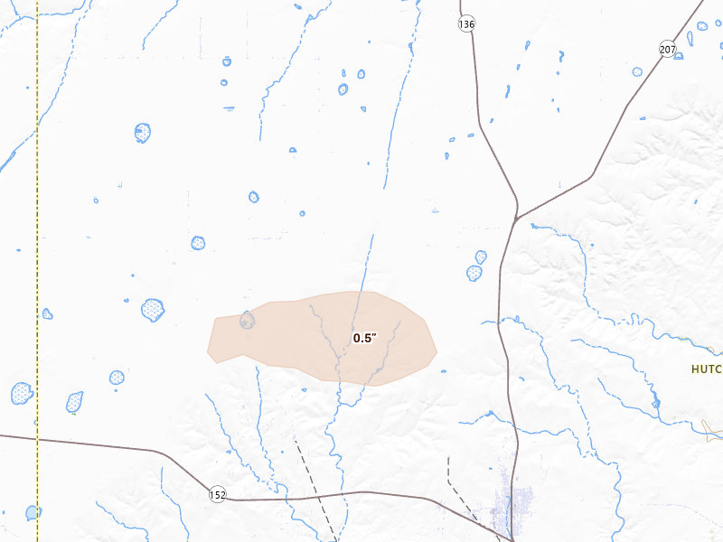 Radar-estimated hail-size map of the storm over Morse, TX on Jun 11, 2026
