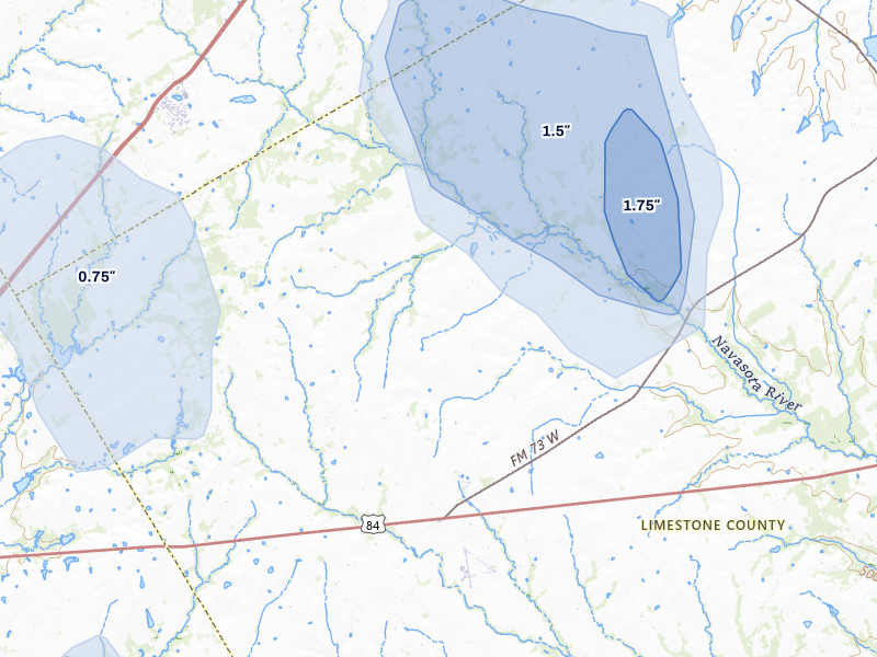 NEXRAD radar-signature map of the hail storm over Mount Calm, TX on Jun 2, 2026