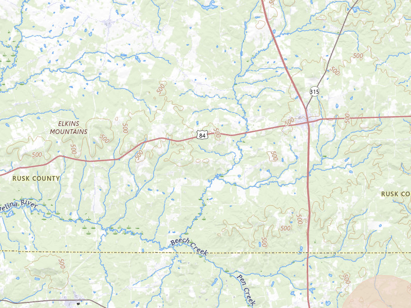Radar-estimated hail-size map of the storm over Mount Enterprise, TX on Jul 5, 2026