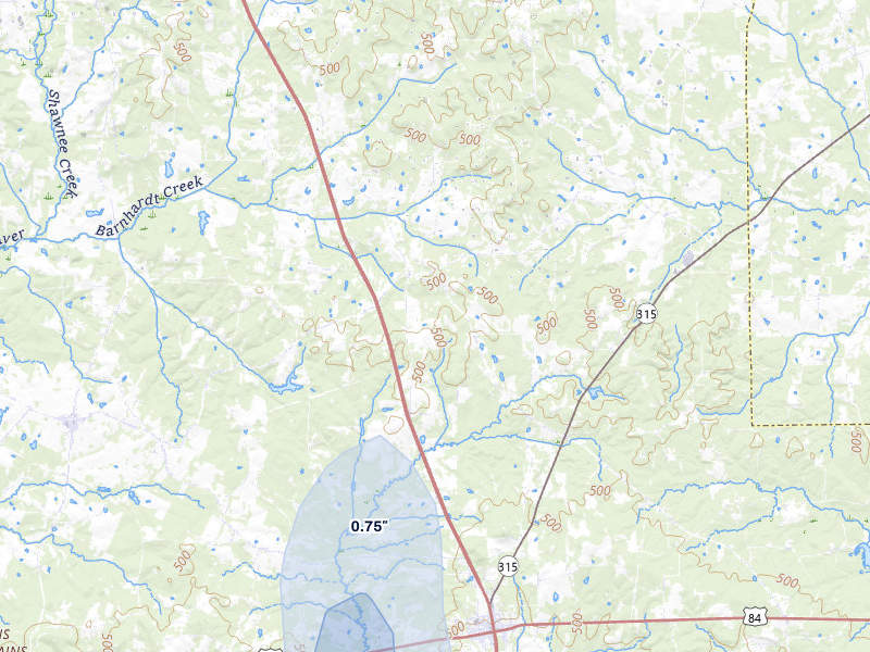 NEXRAD radar-signature map of the hail storm over Mount Enterprise, TX on Jul 5, 2026