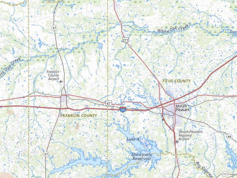 Radar-estimated hail-size map of the storm over Mount Pleasant, TX on May 8, 2026
