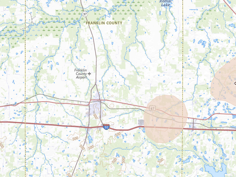 Radar-estimated hail-size map of the storm over Mount Vernon, TX on Aug 8, 2026
