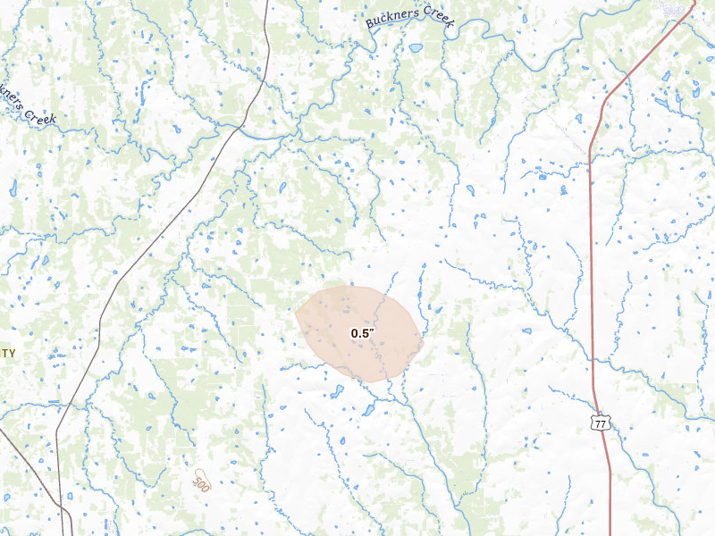 Radar-estimated hail-size map of the storm over Muldoon, TX