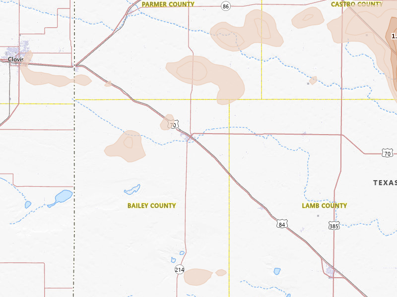 Radar-estimated hail-size map of the storm over Muleshoe, TX on May 22, 2026