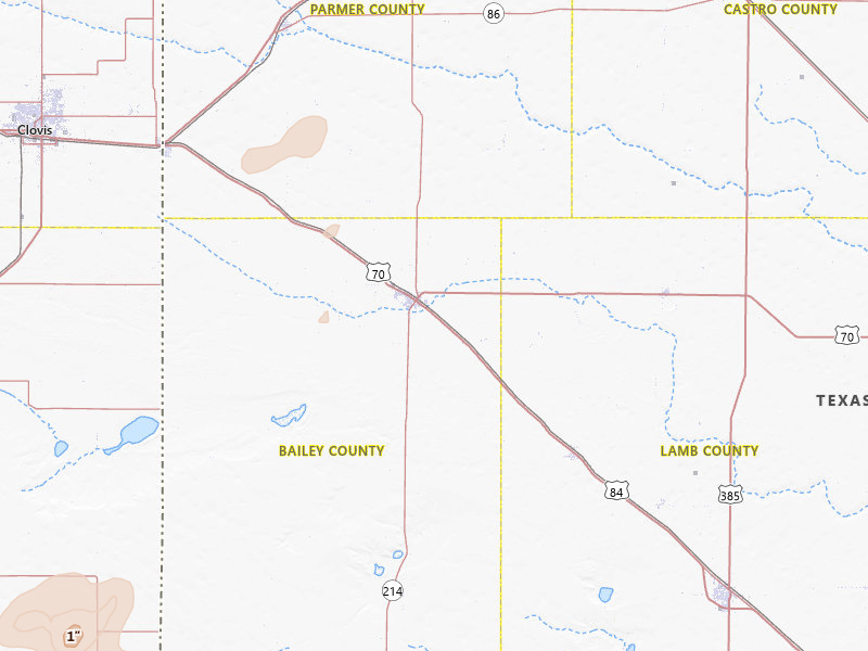 Radar-estimated hail-size map of the storm over Muleshoe, TX