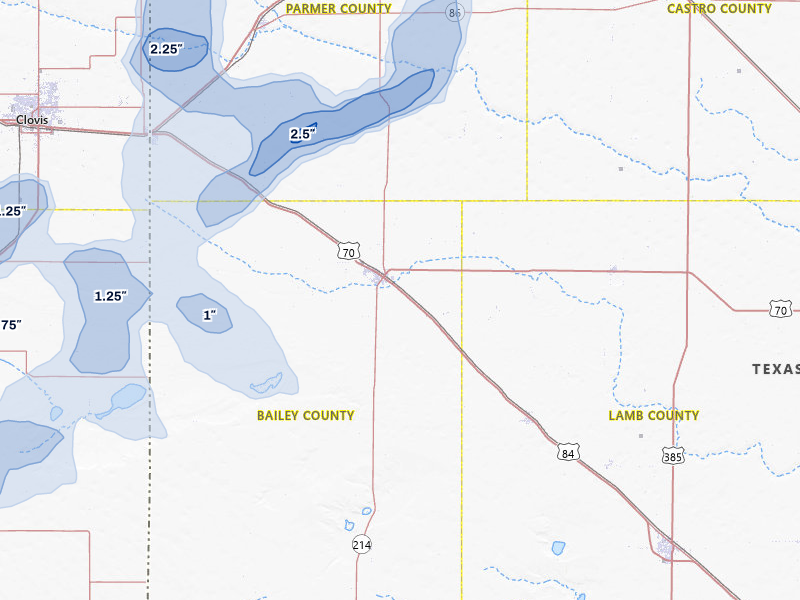NEXRAD radar-signature map of the hail over Muleshoe, TX