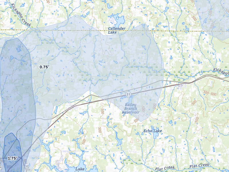 NEXRAD radar-signature map of the hail storm over Murchison, TX on Jul 7, 2026