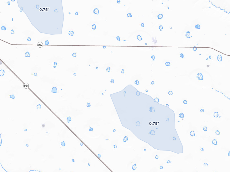 NEXRAD radar-signature map of the hail storm over Nazareth, TX on Jul 5, 2026