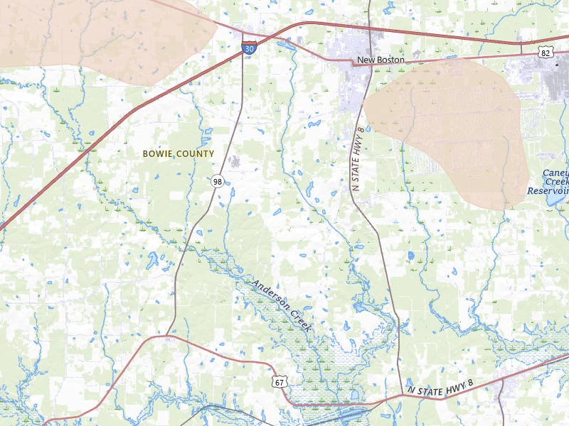 Radar-estimated hail-size map of the storm over New Boston, TX on May 9, 2026
