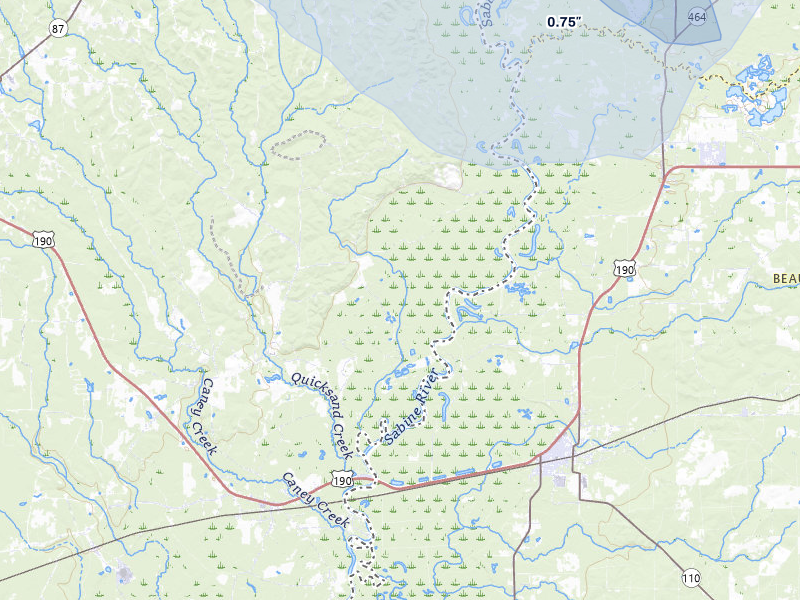 NEXRAD radar-signature map of the hail over Newton, TX