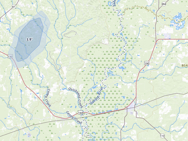 NEXRAD radar-signature map of the hail over Newton, TX