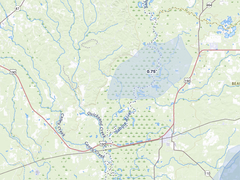 NEXRAD radar-signature map of the hail over Newton, TX
