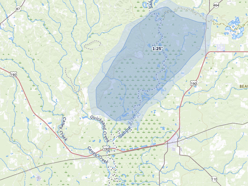 NEXRAD radar-signature map of the hail storm over Newton, TX on Jul 1, 2026
