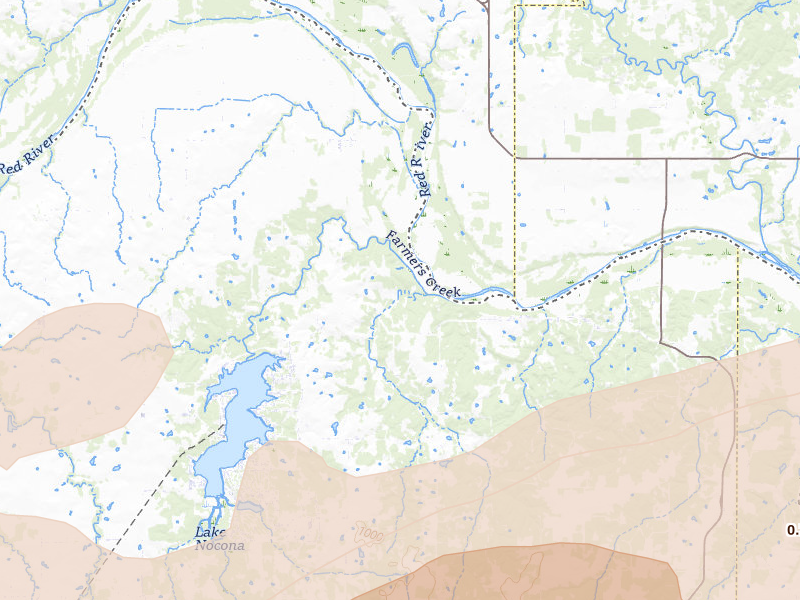 Radar-estimated hail-size map of the storm over Nocona, TX on Apr 28, 2026