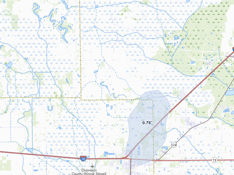 NEXRAD radar-signature map of the hail storm over Nome, TX on Jul 8, 2026