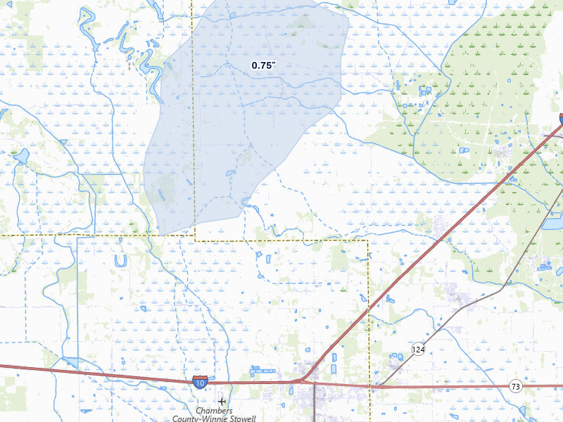 NEXRAD radar-signature map of the hail storm over Nome, TX on Jul 22, 2026