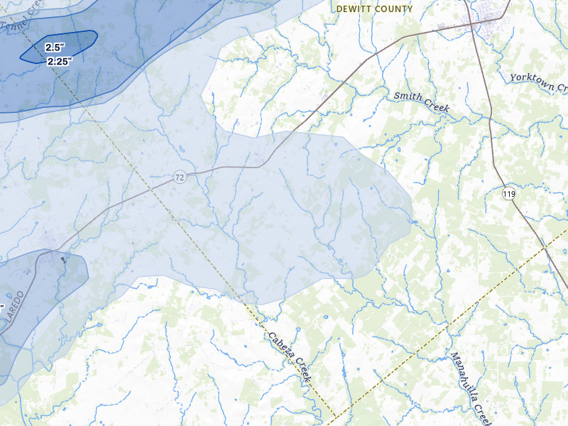 NEXRAD radar-signature map of the hail over Nordheim, TX