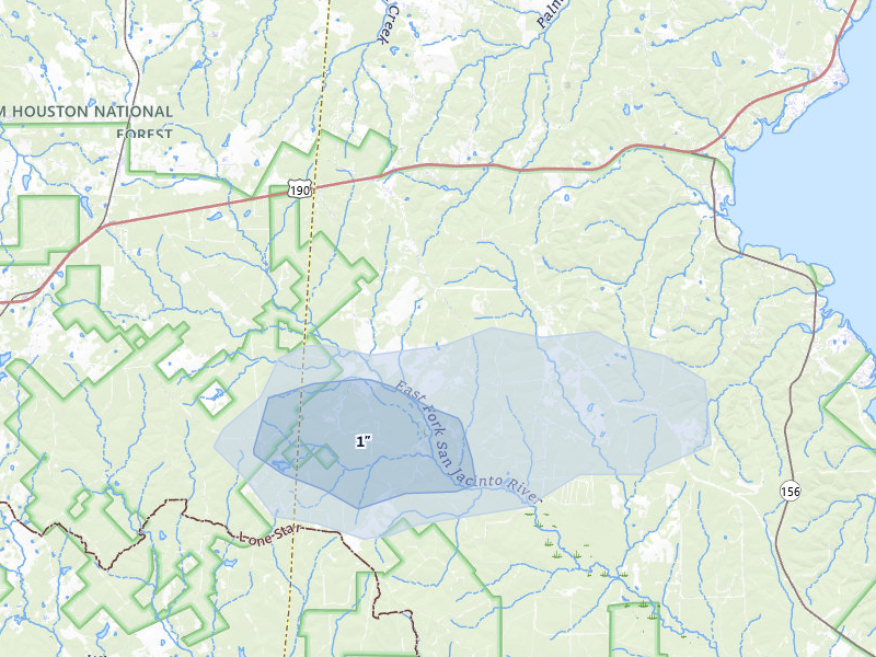 NEXRAD radar-signature map of the hail storm over Oakhurst, TX on May 7, 2026