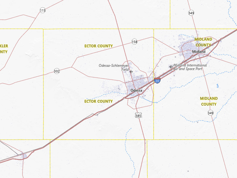 Radar-estimated hail-size map of the storm over Odessa, TX on Jul 23, 2026