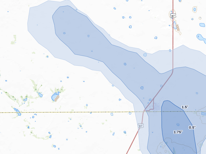 NEXRAD radar-signature map of the hail storm over Odonnell, TX on Jul 5, 2026