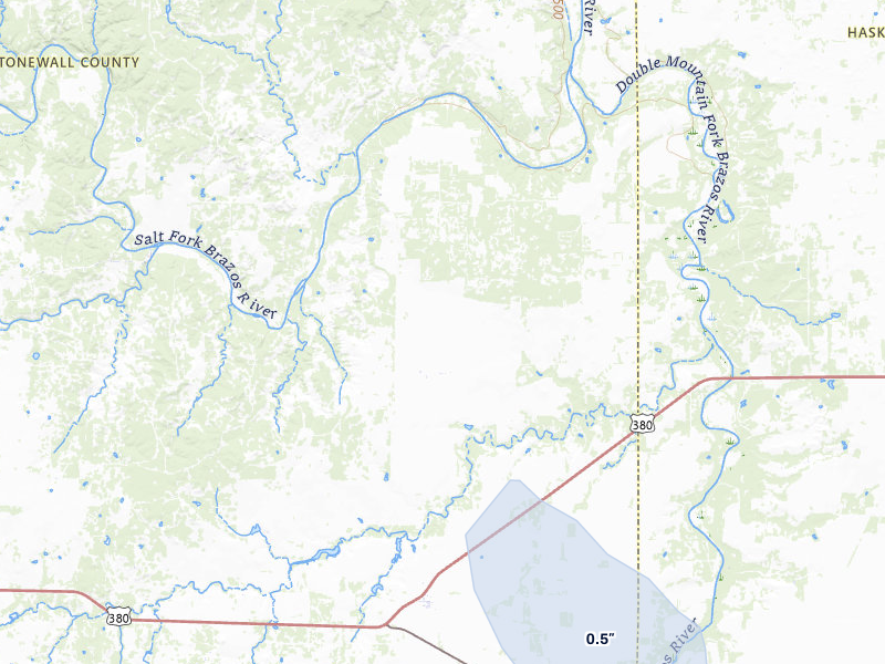 NEXRAD radar-signature map of the hail storm over Old Glory, TX on Apr 1, 2026