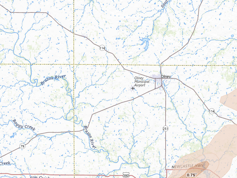 Radar-estimated hail-size map of the storm over Olney, TX on Apr 3, 2026