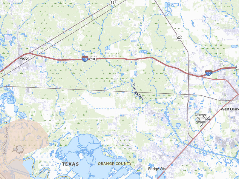 Radar-estimated hail-size map of the storm over Orange, TX on Jul 22, 2026