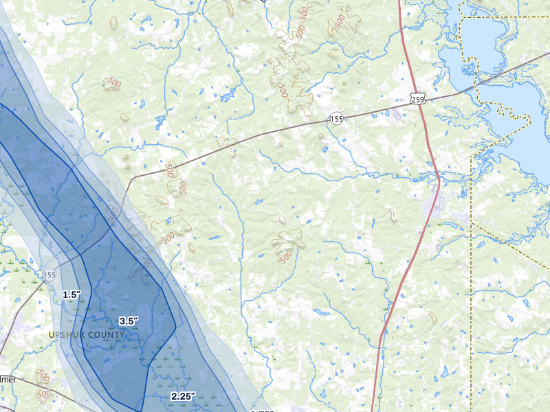 NEXRAD radar-signature map of the hail over Ore City, TX