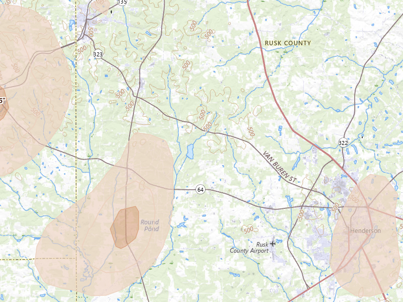 Radar-estimated hail-size map of the storm over Overton, TX on Jul 7, 2026