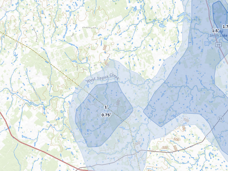 NEXRAD radar-signature map of the hail storm over Paige, TX on May 10, 2026