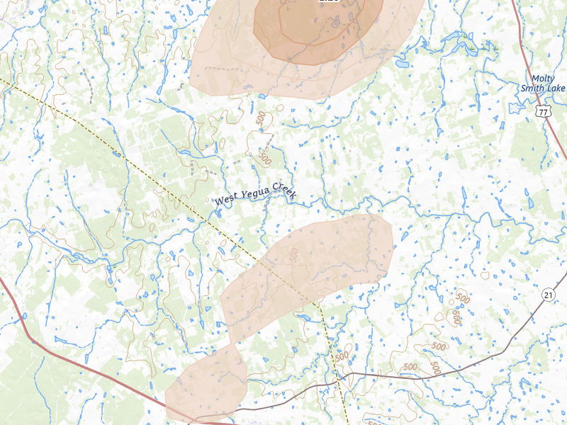 Radar-estimated hail-size map of the storm over Paige, TX on Jun 2, 2026