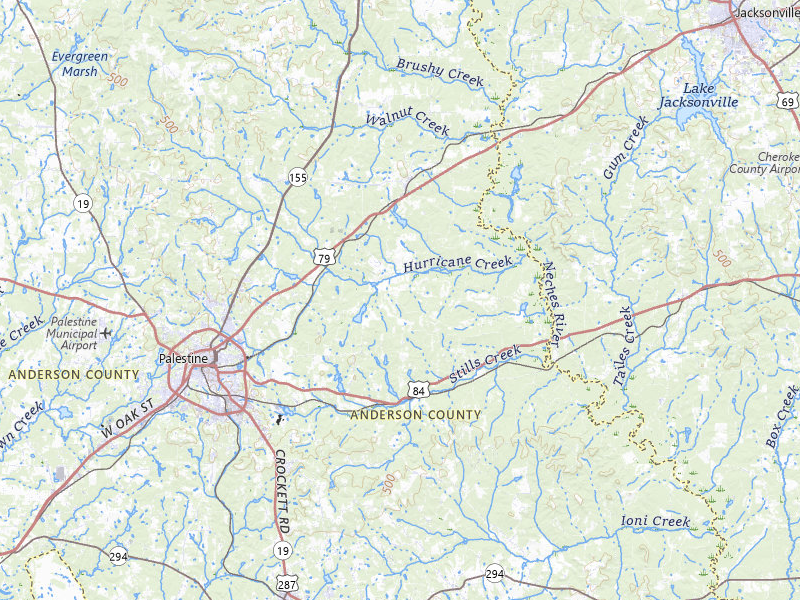 NEXRAD radar-signature map of the hail storm over Palestine, TX on May 25, 2026