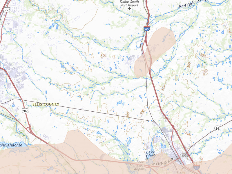 Radar-estimated hail-size map of the storm over Palmer, TX on Jun 6, 2026