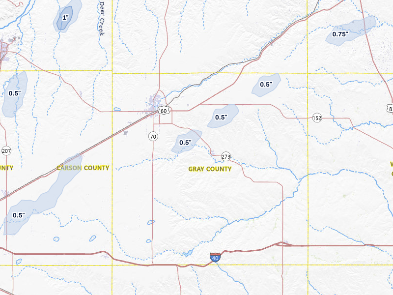 NEXRAD radar-signature map of the hail storm over Pampa, TX on Mar 3, 2026