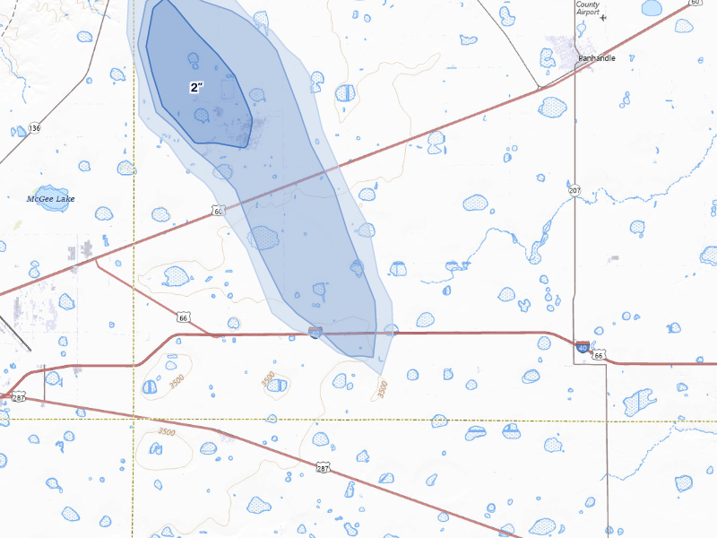 NEXRAD radar-signature map of the hail storm over Panhandle, TX on Sep 10, 2026
