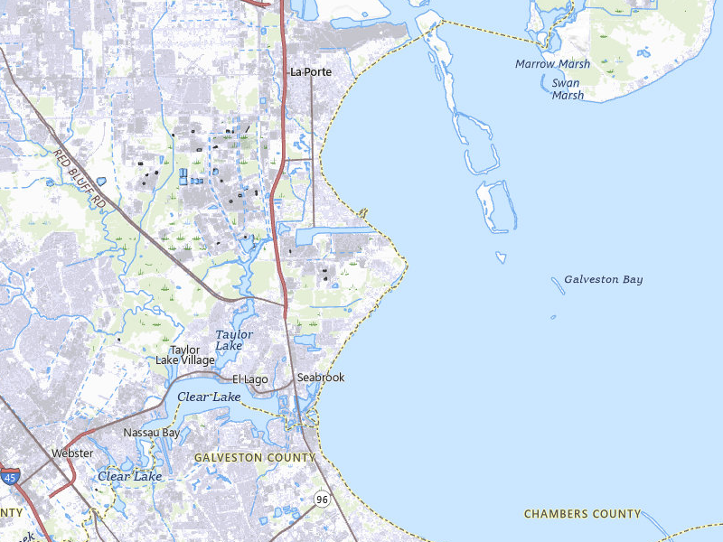 NEXRAD radar-signature map of the hail storm over Pasadena, TX on Jul 7, 2026